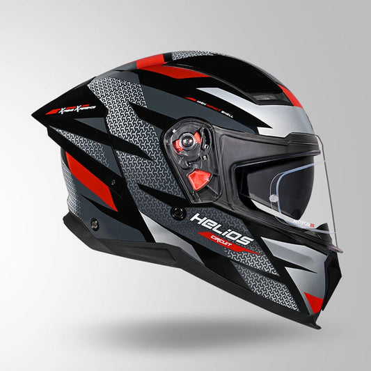 STUDDS HELIOS D2 CIRCUIT HELMET Gloss Grey Red