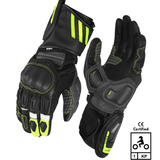 Rynox Storm Evo 3 Riding Gloves – Hi Viz Green Black