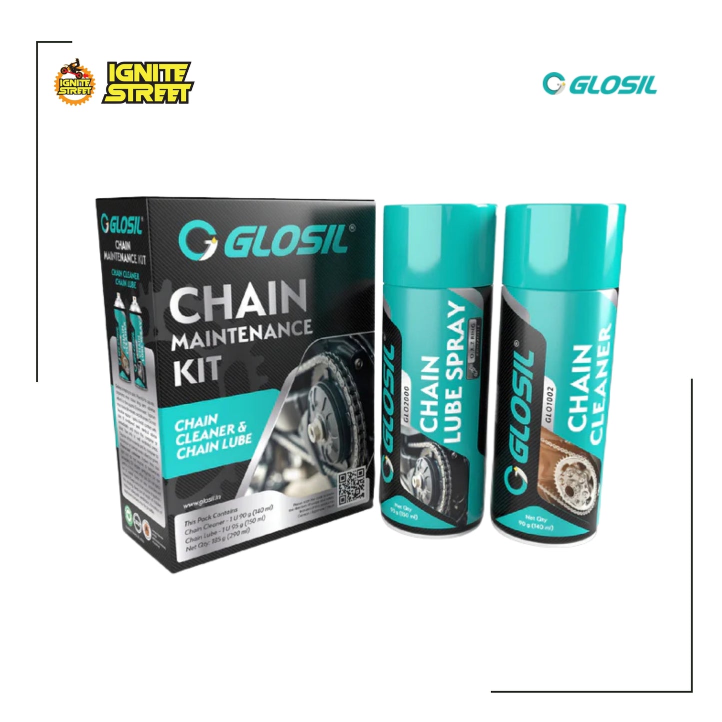 Glosil Chain Lube 150 ml and Chain Cleaner 140 ml for All Bikes