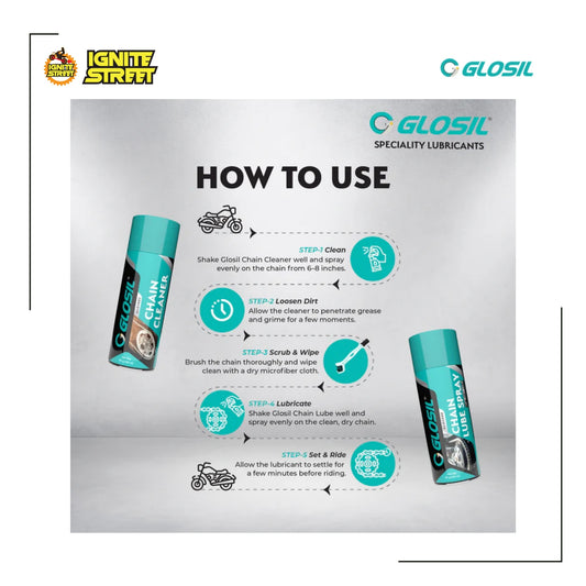 Glosil Chain Lube 150 ml and Chain Cleaner 140 ml for All Bikes