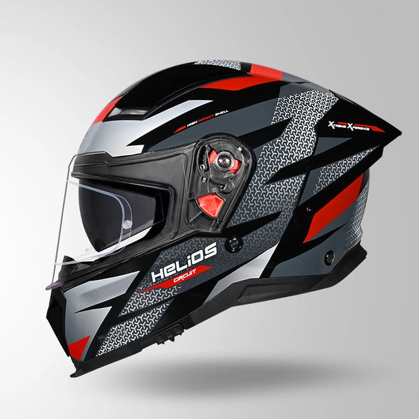 STUDDS HELIOS D2 CIRCUIT HELMET Gloss Grey Red