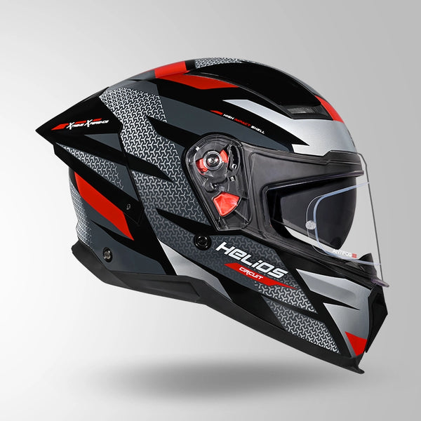 STUDDS HELIOS D2 CIRCUIT HELMET Gloss Grey Red