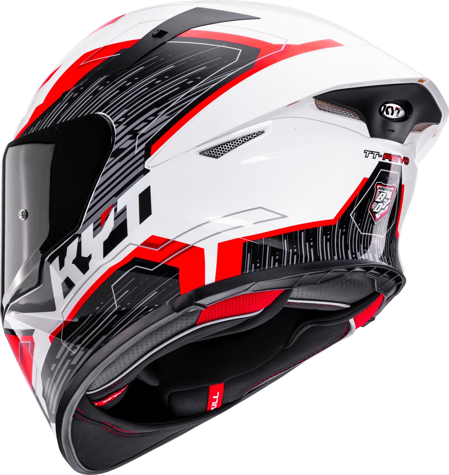 KYT TT REVO Speeding White Red Helmet